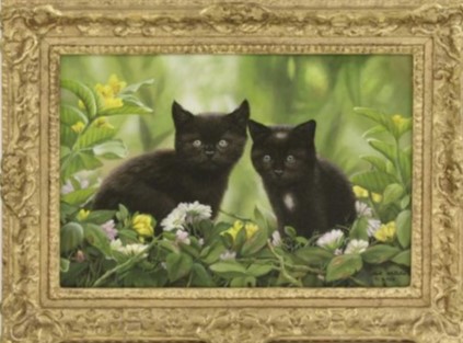 Mark Whittaker (b.1964) 'Kittens in a garden'